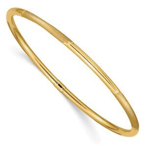 14k 3mm Polished And Satin Finish Slip-On Bangle